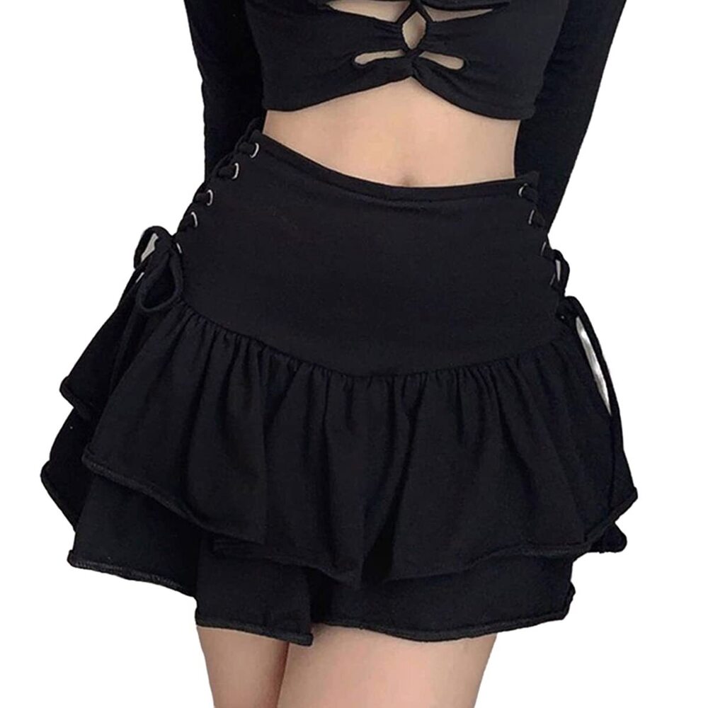 7942 Gothic Mini Skirt Goth Black Plaid Skirts Aesthetic Skirt Goth Y2k